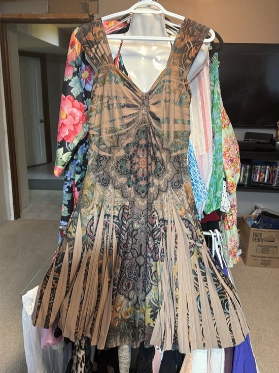 Dresses & Skirts - Beige Paisley-Print Boho Fit & Flare Dress
